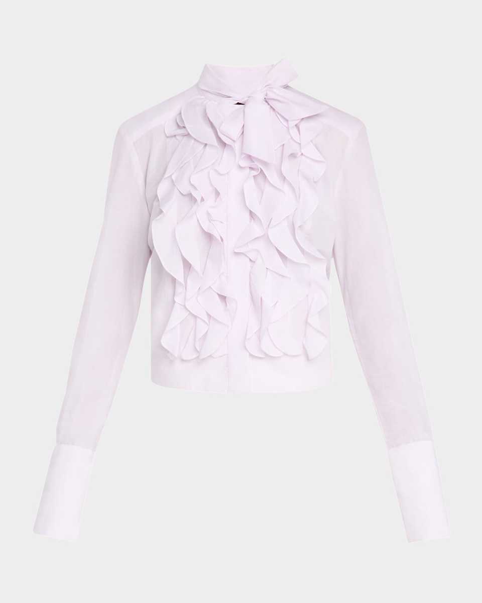 Patti Crinkled Silk Cotton Voile Blous